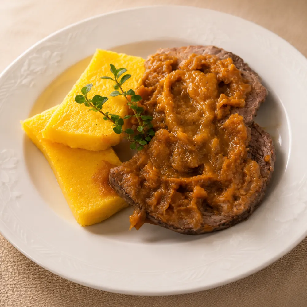 Arrosto con polenta, piatto della tradizione piacentina